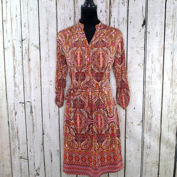 Moroccan tile Print Shift Dress Vibrant Boho - Picture 1 of 3